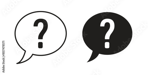 Question icons, vector design. Silhouette and stroke icon collection