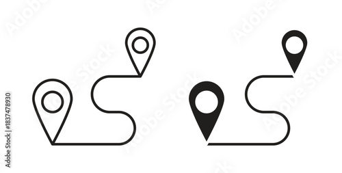 Route icons, vector design. Silhouette and stroke icon collection