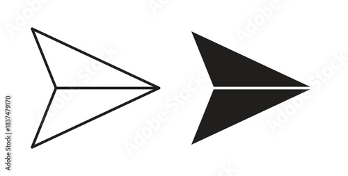 Send icons, vector design. Silhouette and stroke icon collection