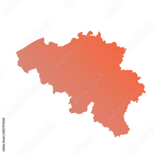 Map of Belgium, sign silhouette. World Map Globe. Vector Illustration isolated on transparent background. Europe continent.