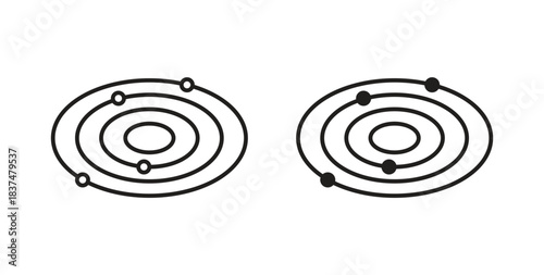 Space icons, vector design. Silhouette and stroke icon collection