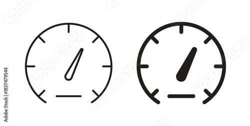 Speedometer icons, vector design. Silhouette and stroke icon collection