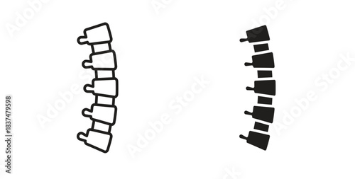 Spine icons, vector design. Silhouette and stroke icon collection