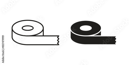 Tape icons, vector design. Silhouette and stroke icon collection