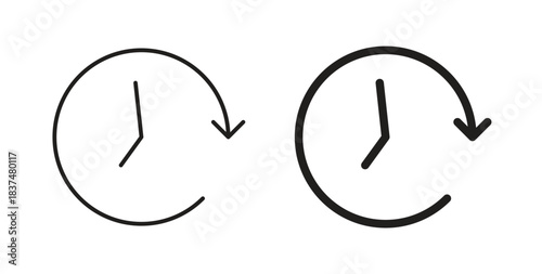 Time forward icons, vector design. Silhouette and stroke icon collection