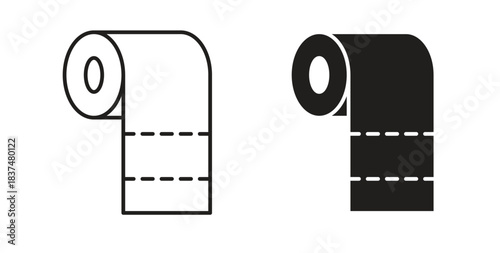 Toilet Paper icons, vector design. Silhouette and stroke icon collection
