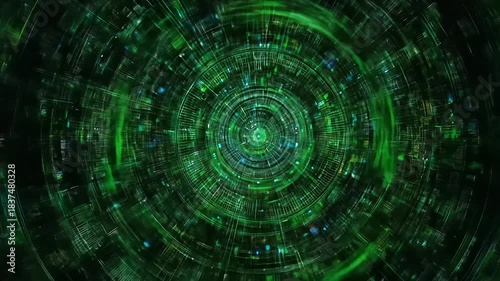 Wallpaper Mural Intricate Green Tech Circuitry - A Mesmerizing Digital Abstract Design. Torontodigital.ca