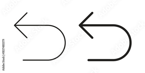 Undo icons, vector design. Silhouette and stroke icon collection