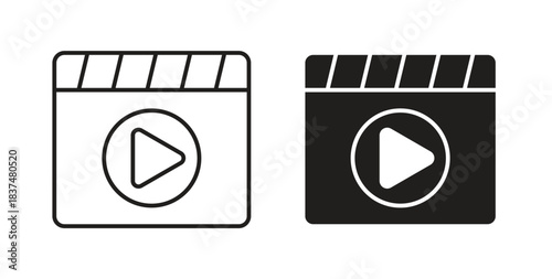 Video icons, vector design. Silhouette and stroke icon collection
