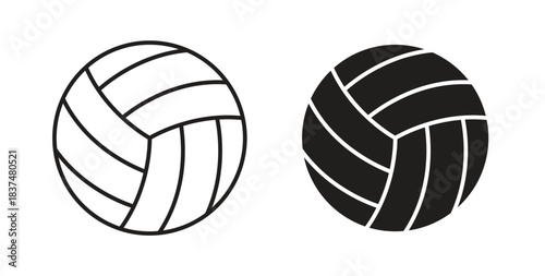 Volley ball icons, vector design. Silhouette and stroke icon collection