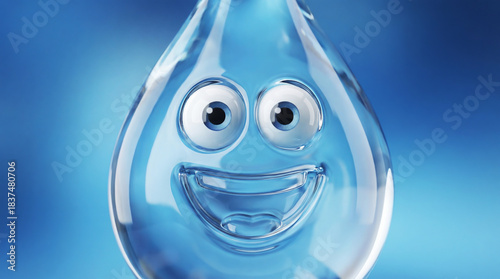 Water drop cartoon. Draws attention to climate change and water scarcity. World Water Day