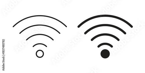 Wifi Signal icons, vector design. Silhouette and stroke icon collection