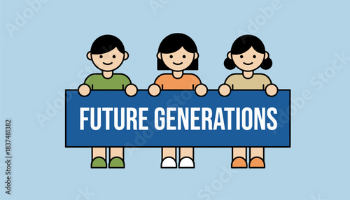 Young activists holding a banner that reads Future Generations showcasing the urgency young voices bring to climate activism and their demands for change.