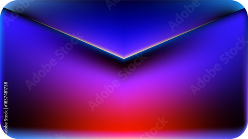 Modern abstract envelope icon featuring a vibrant gradient of blue, purple, and red, symbolizing email, message, and digital communication vector design