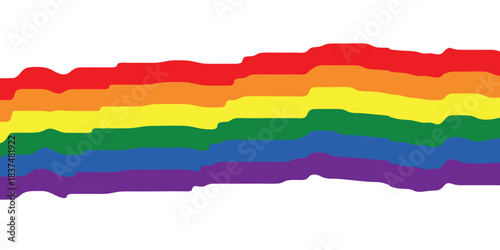 Flag LGBT ribbon icon, badge or button. Template design, vector illustration. Love wins. LGBT symbol in rainbow colors. Gay pride silk textile background.