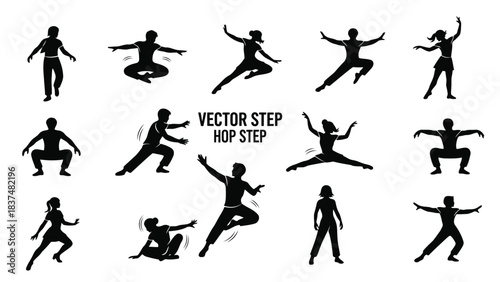 Hop Dance Step Icon Vector Illustration | Simple Dance Footwork Symbol | Step-by-Step Hop Movement Graphic