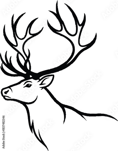 Majestic stag silhouette with impressive antlers a symbol of wilderness and strength.