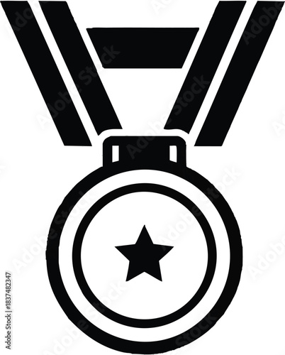 Medal of honor with a star representing achievement and victory in competition.