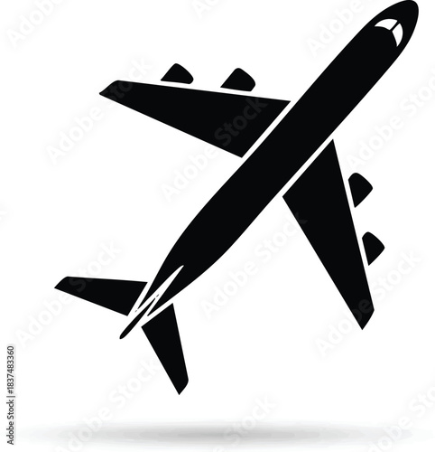 Silhouette of a modern passenger airplane soaring through the sky ready for flight.