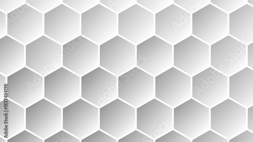 Abstract Hexagonal Geometric Pattern Background in Black White and Gray Shades Honeycomb Structure
