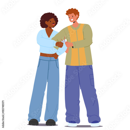 Diverse multiethnic students characters bumping fists sharing friendship and collaboration gesture