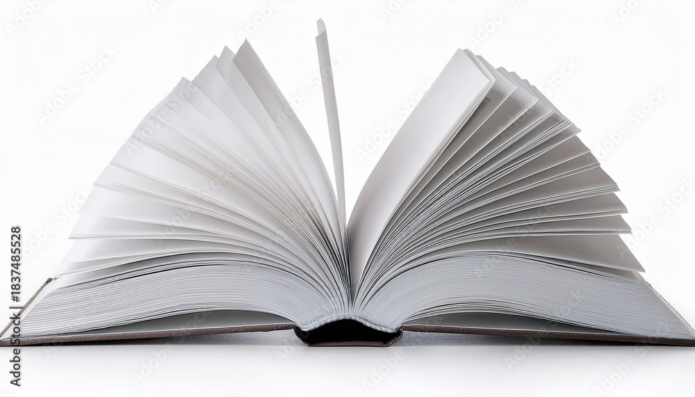 Fototapeta premium white open book with blank pages isolated on white background