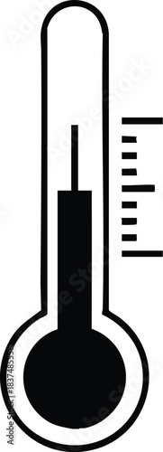 Thermometer illustration showing temperature measurement with black and white design.