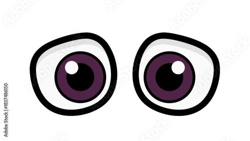 Wide Eyed Curious Purple Eyes with White Eyelids Against a Black Background