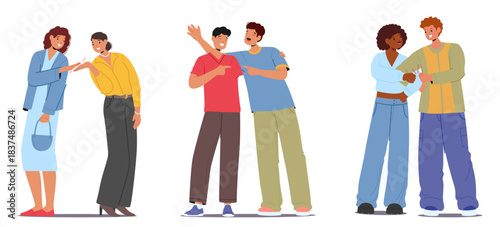 Teenage students educational support, businesswomen professional collaborative community set