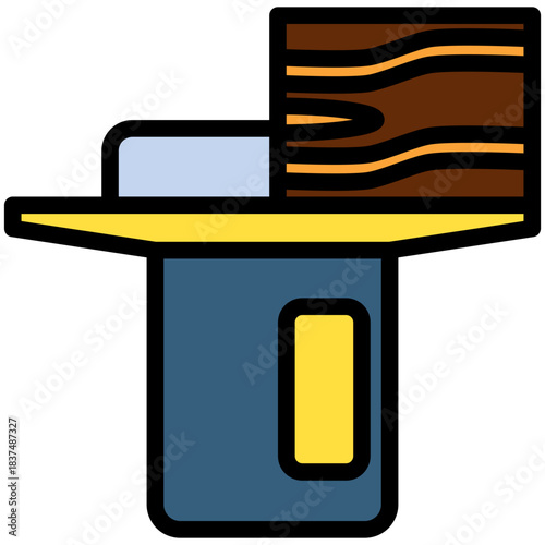 Jointer Machine Outline Color Icon, Mini Illustration Relate To Carpentry, Wood Industry. Use For Modern Concept, Ui, Ux Web And App Development.