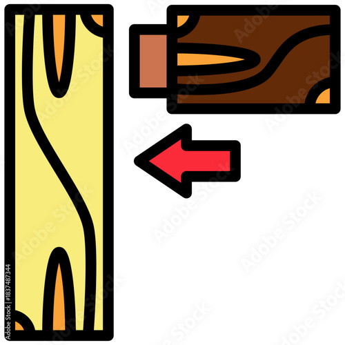 Mortise Join Outline Color Icon, Mini Illustration Relate To Carpentry, Wood Industry. Use For Modern Concept, Ui, Ux Web And App Development.