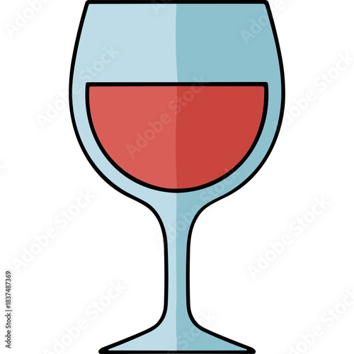 A Glass of Red Wine With A Simple Flat Design Against A Black Background Suitable For Use As A Graphic Element