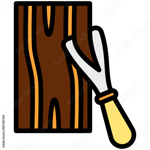 Scraper Outline Color Icon, Mini Illustration Relate To Carpentry, Wood Industry. Use For Modern Concept, Ui, Ux Web And App Development.