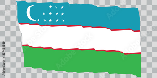 Waving Flag of Uzbekistan. Uzbek national symbol in official colors. Template icon. Abstract vector background. Fluttering effect.