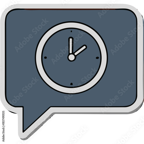 A Simple Graphic Representation of a Clock Inside a Speech Bubble on a Dark Background Symbolizing Time Management or Communication Regarding Time and Schedules