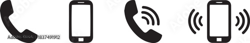 phone icon set, Telephone call sign, Contact us, Vector illustration