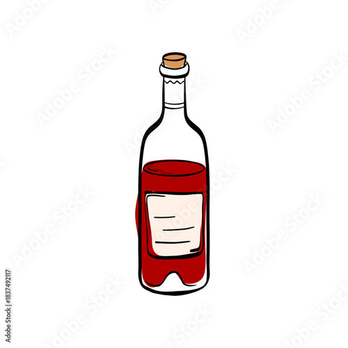 Wine bottle in clean line art. A classic food trio suitable for menus, packaging, tasting events and gourmet branding