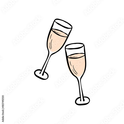 Elegant champagne glass illustration with clean lines and a festive tone. Ideal for wedding designs, holiday celebrations, menu and upscale drink-themed graphics