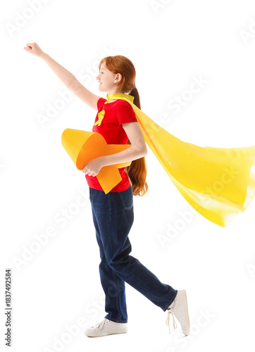 Cute girl with superhero ca...