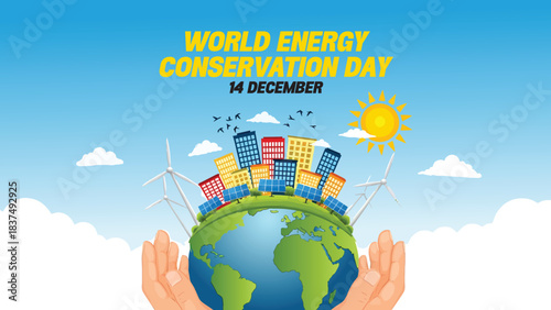 Hands gently cradle Earth symbolizing sustainable city power for energy conservation