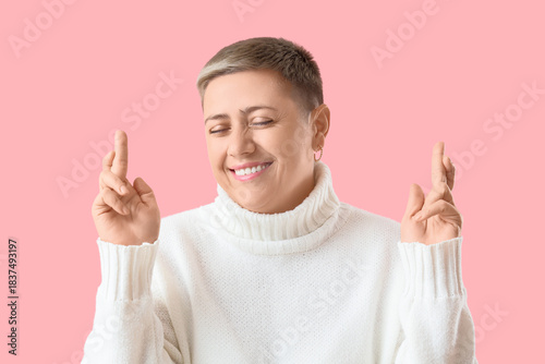 Young woman with short hair...