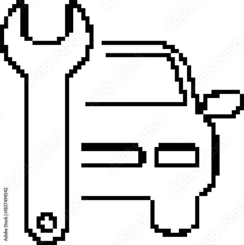 Auto repair 8-bit pixel icon. Vector illustration.