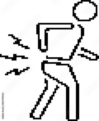 Backache 8-bit pixel icon. Vector illustration.