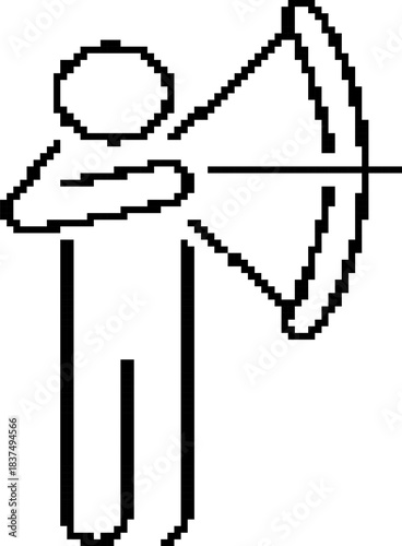 Archer 8-bit pixel icon. Vector illustration.
