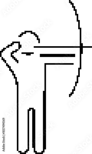 Archer 8-bit pixel icon. Vector illustration.
