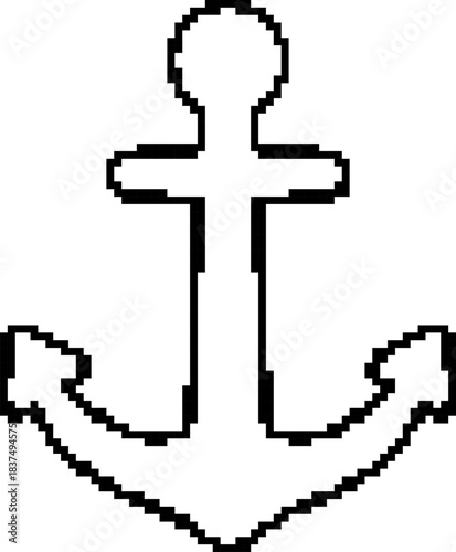 Anchor 8-bit pixel icon. Vector illustration.