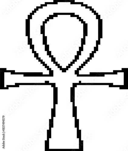 ankh 8-bit pixel icon. Vector illustration.
