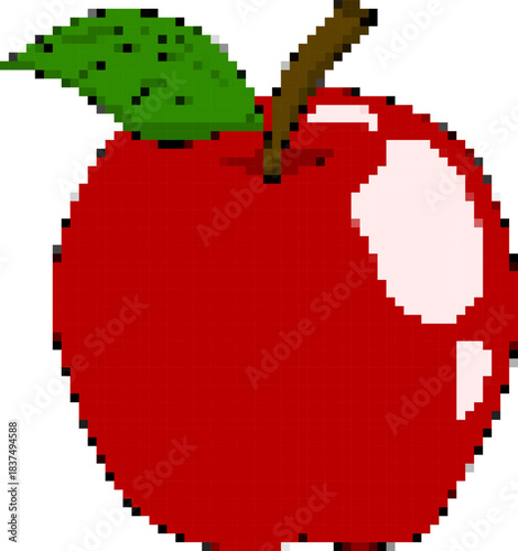 Apple 8-bit pixel icon. Vector illustration.