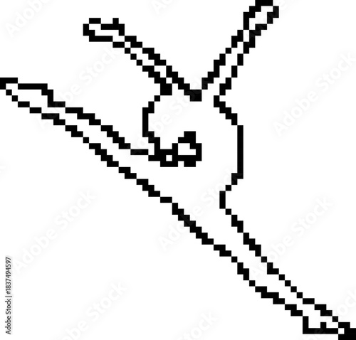 Ballet 8-bit pixel icon. Vector illustration.