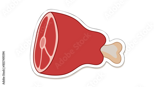 A Large Raw Ham Hock With A Bone In A Stylized Illustration Against A Transparent Background